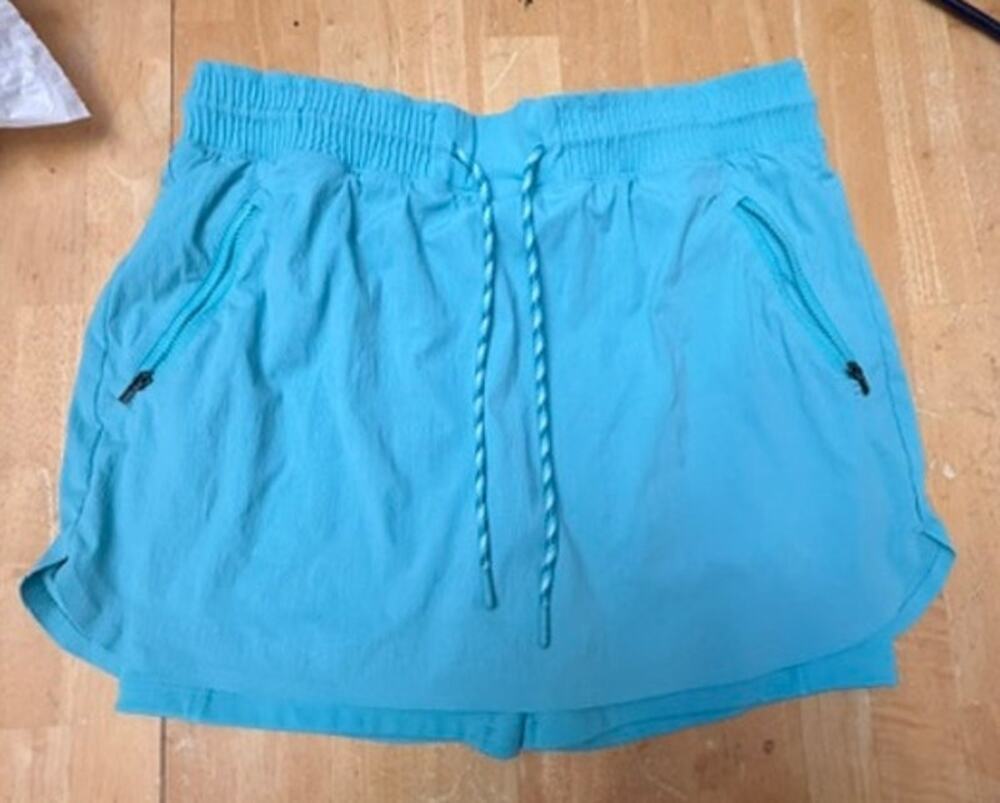 Athleta Teal Blue Skort Pockets Drawstring Elastic Waist SZ 8 Yoga Tennis Golf